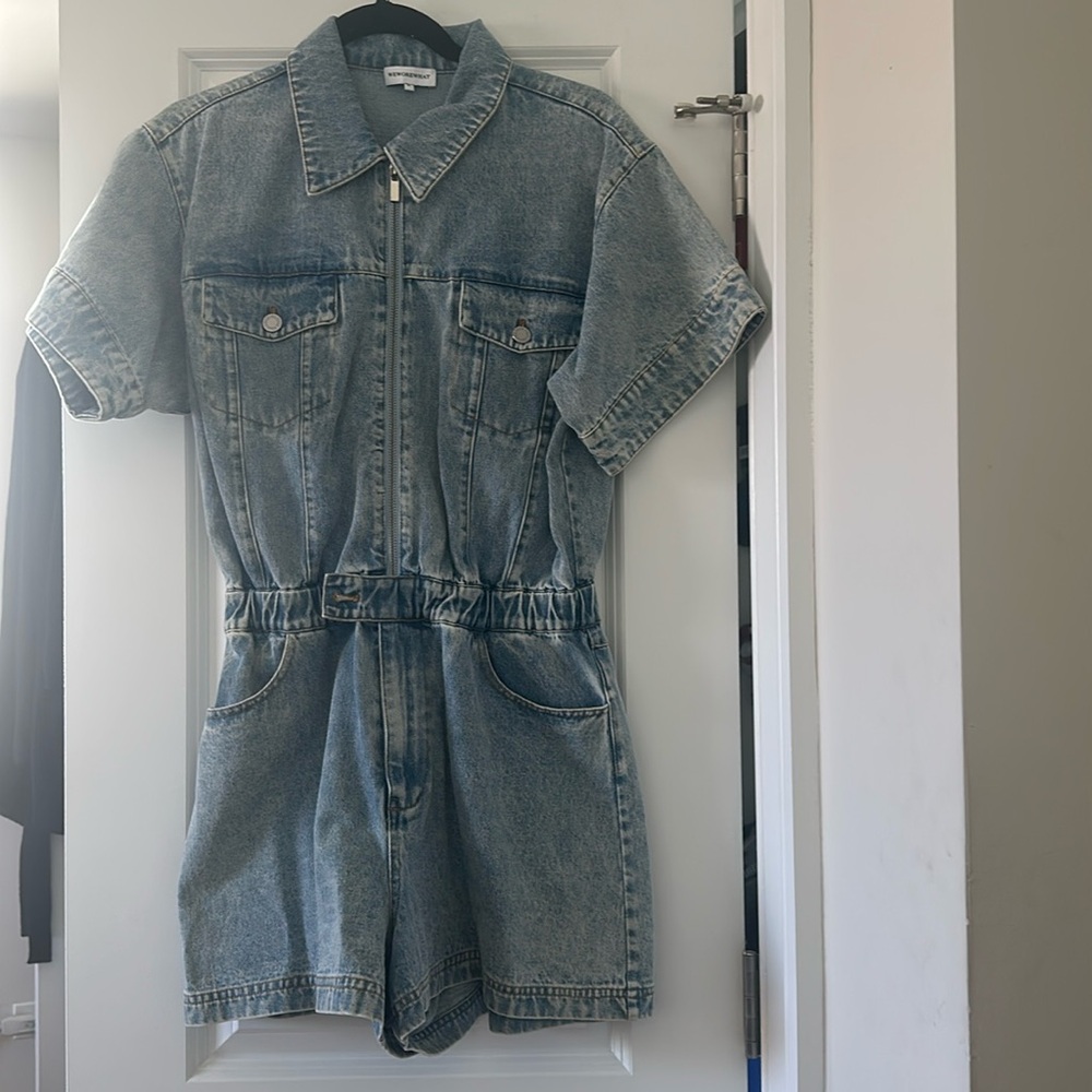 We Wore What Denim Romper